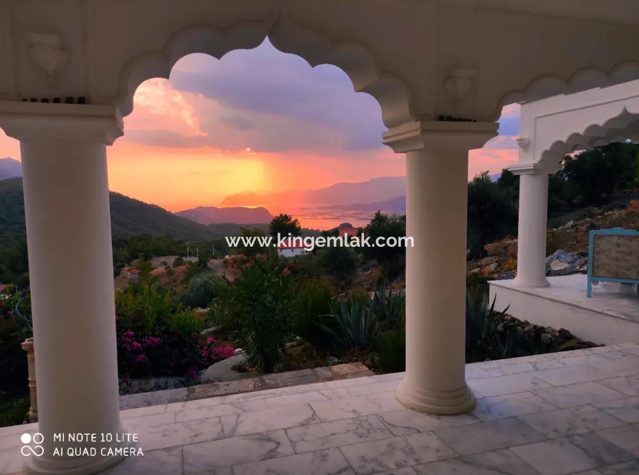 Dalyan Gökbel De Full İztuzu Plajı Ve Deniz Manzaralı Satılık Villa